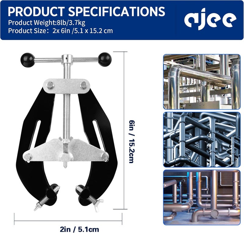 ajee Pipe Clamp, 2 to 6 in, Steel Pipe Alignment Tool with Lightweight Design, High Strength Ultra Clamp with Quick Acting Screws, Black - Image 5